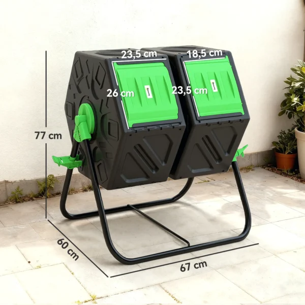 Composter 130 Liter, 67 X 60 X 77cm Snelcomposter Van Kunststof Met Ventilatiesysteem Voor Tuin, Keuken