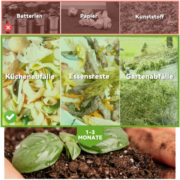 Composter 130 Liter, 67 X 60 X 77cm Snelcomposter Van Kunststof Met Ventilatiesysteem Voor Tuin, Keuken