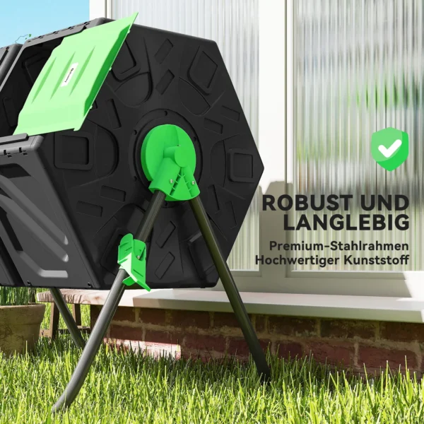 Composter 130 Liter, 67 X 60 X 77cm Snelcomposter Van Kunststof Met Ventilatiesysteem Voor Tuin, Keuken