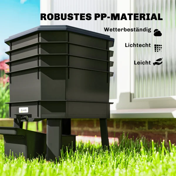 Composter 28 Liter, 39 X 39 X 51,5 Cm Snelcomposter Met Tabletten Weerbestendig Thermocomposter Donkergrijs