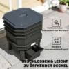 Composter 28 Liter, 39 X 39 X 51,5 Cm Snelcomposter Met Tabletten Weerbestendig Thermocomposter Donkergrijs