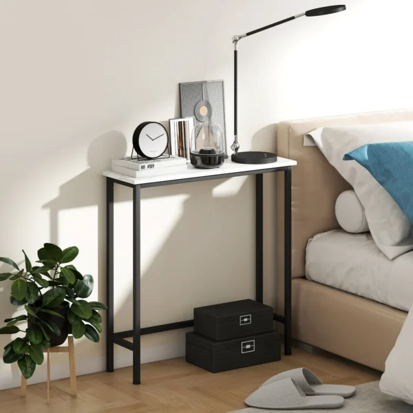 Consoletafel Gangtafel Met Verstelbare Voetkussentjes, Kantelbeveiliging 75 X 24 X 76 Cm Voor Kleine Ruimte Zwart