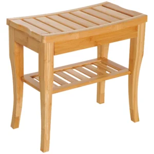 Douchekruk Badkruk Met Plank Douchestoel Badstoel Badrek Bambus 47,5 X 26 X 44,5 Cm Natuur