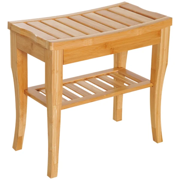 Douchekruk Badkruk Met Plank Douchestoel Badstoel Badrek Bambus 47,5 X 26 X 44,5 Cm Natuur