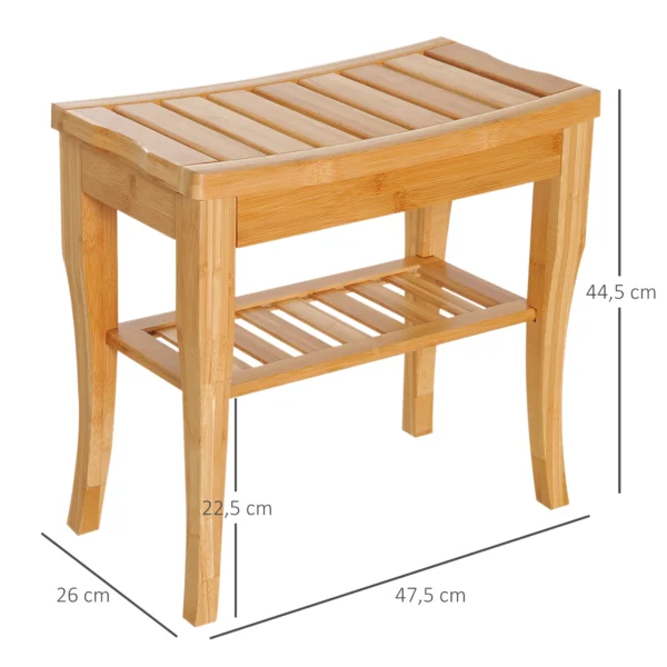 Douchekruk Badkruk Met Plank Douchestoel Badstoel Badrek Bambus 47,5 X 26 X 44,5 Cm Natuur