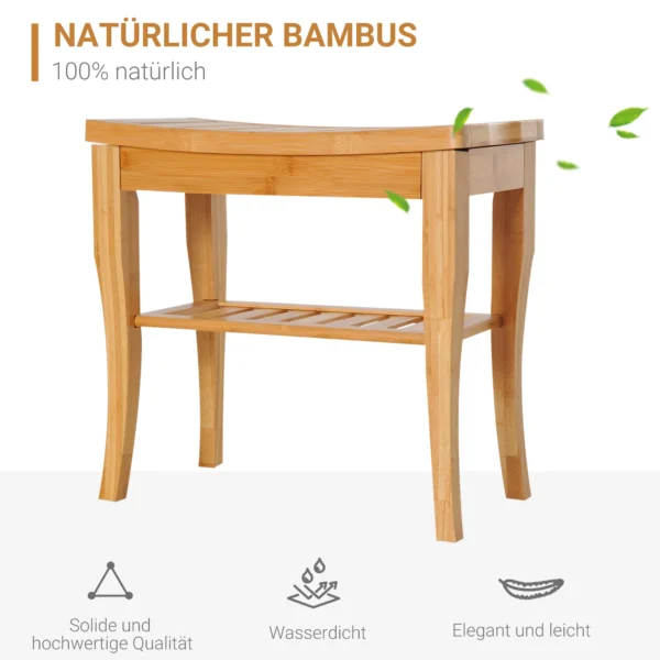 Douchekruk Badkruk Met Plank Douchestoel Badstoel Badrek Bambus 47,5 X 26 X 44,5 Cm Natuur