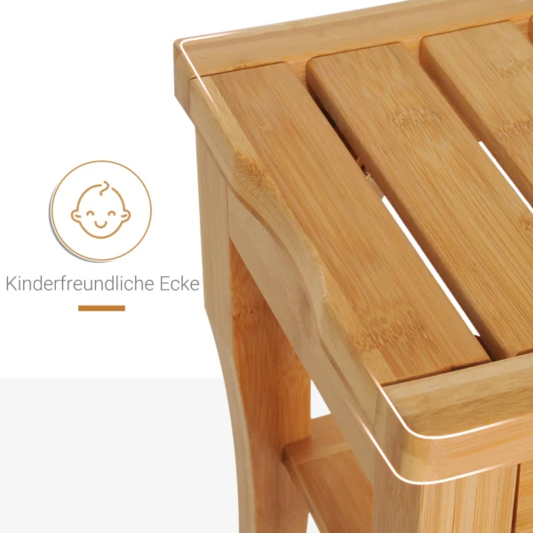 Douchekruk Badkruk Met Plank Douchestoel Badstoel Badrek Bambus 47,5 X 26 X 44,5 Cm Natuur