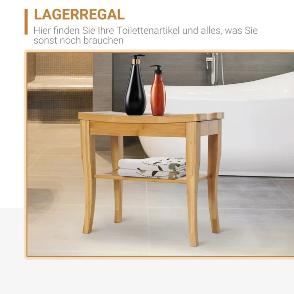 Douchekruk Badkruk Met Plank Douchestoel Badstoel Badrek Bambus 47,5 X 26 X 44,5 Cm Natuur