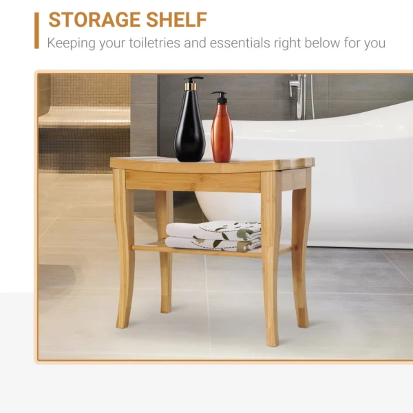 Douchekruk Badkruk Met Plank Douchestoel Badstoel Badrek Bambus 47,5 X 26 X 44,5 Cm Natuur