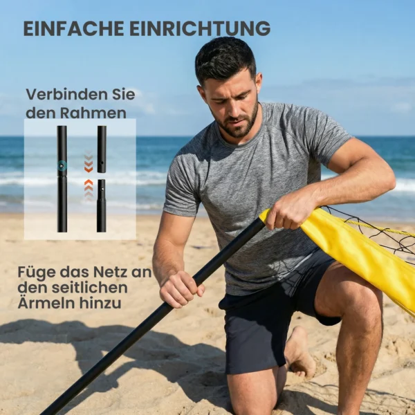 Draagbare Volleybalnet Set Met In Hoogte Verstelbare Stalen Palen En Draagtas 950 X 100 X 248 Cm Zwart