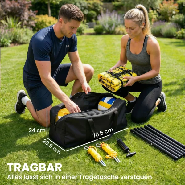 Draagbare Volleybalnet Set Met In Hoogte Verstelbare Stalen Palen En Draagtas 950 X 100 X 248 Cm Zwart