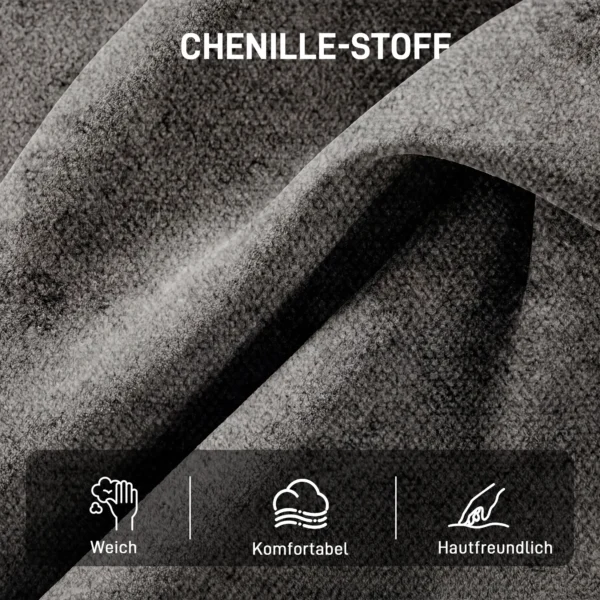 Draaibare Accentstoel, Chenille Gestoffeerde Fauteuil Met Lendenkussen, Hoge Rugleuning, Diepe Zitplaats, Donkergrijs