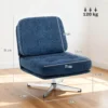 Draaibare Accentstoel, Gestoffeerde Leesstoel Met Chenille, Brede Zitplaats, Verenkussen En Metalen Poten, Donkerblauw