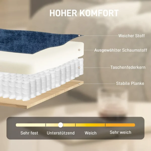 Draaibare Accentstoel, Gestoffeerde Leesstoel Met Chenille, Brede Zitplaats, Verenkussen En Metalen Poten, Donkerblauw