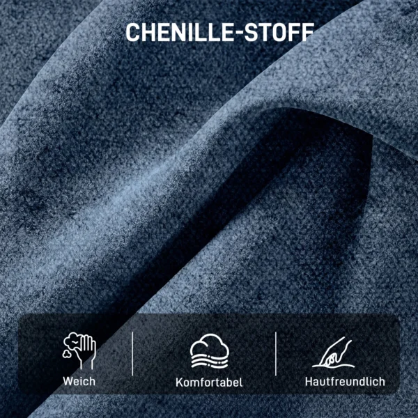 Draaibare Accentstoel, Gestoffeerde Leesstoel Met Chenille, Brede Zitplaats, Verenkussen En Metalen Poten, Donkerblauw