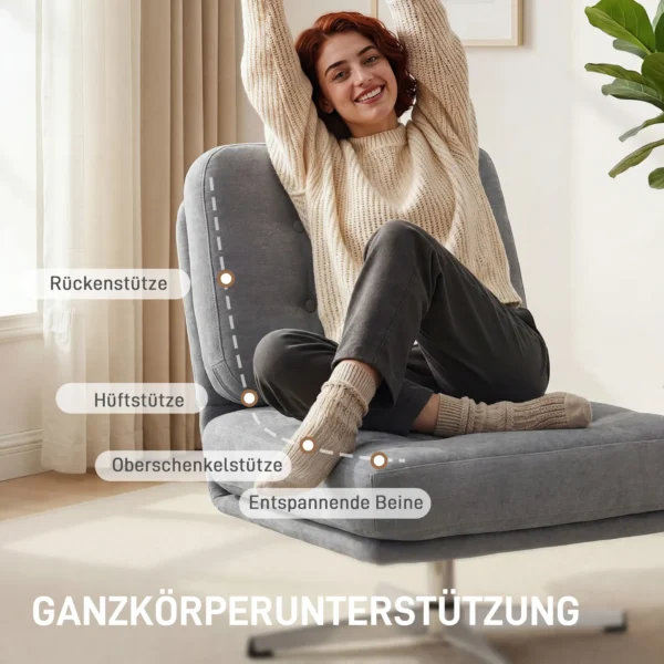 Draaibare Accentstoel, Gestoffeerde Leesstoel Met Chenille, Brede Zitplaats, Verenkussen En Metalen Poten, Lichtgrijs