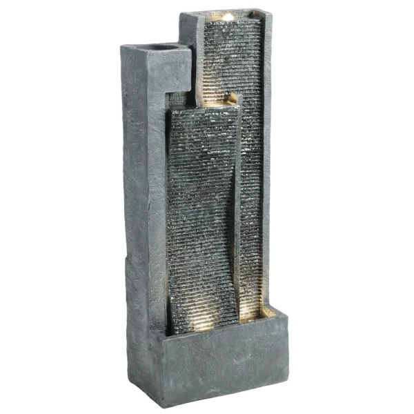 Drie traps Tuinfontein Met LED verlichting, Plantenbak, Pomp, Steenlook, Verstelbaar 38 X 19 X 101 Cm