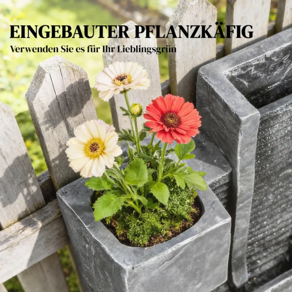 Drie traps Tuinfontein Met LED verlichting, Plantenbak, Pomp, Steenlook, Verstelbaar 38 X 19 X 101 Cm