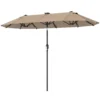 Dubbele Parasol 292 X 150 Cm, Parasol Met LED verlichting Handkruk, Knikfunctie Khaki