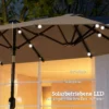 Dubbele Parasol 292 X 150 Cm, Parasol Met LED verlichting Handkruk, Knikfunctie Khaki