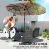 Dubbele Parasol 292 X 150 Cm, Parasol Met LED verlichting Handkruk, Knikfunctie Khaki