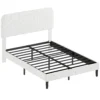 Eenpersoonsbedframe Met Teddy fleece Bekleed Hoofdeinde, Metalen Bedframe, Eenvoudige Montage, Wit
