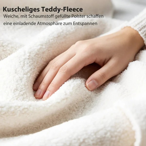 Eenpersoonsbedframe Met Teddy fleece Bekleed Hoofdeinde, Metalen Bedframe, Eenvoudige Montage, Wit
