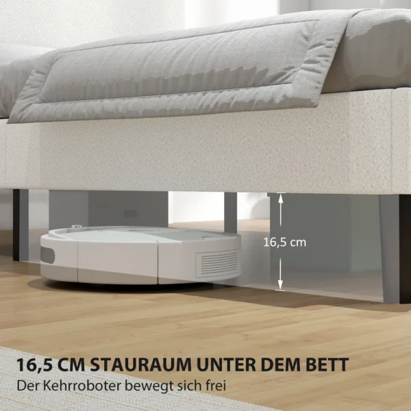 Eenpersoonsbedframe Met Teddy fleece Bekleed Hoofdeinde, Metalen Bedframe, Eenvoudige Montage, Wit