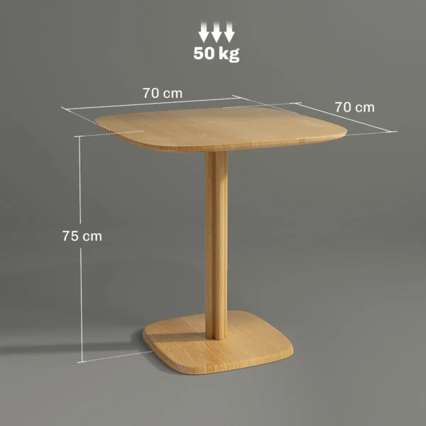 Eettafel, 70 X 70 Cm Keukentafel Voor 4 Personen Gemaakt Van Rubberhout Voor Keuken, Eetkamer, Natuur