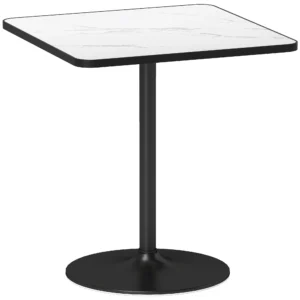 Eettafel, 70 X 70 Cm Vierkante Keukentafel Voor 4 Personen Met Marmerlook Voor Keuken Wit
