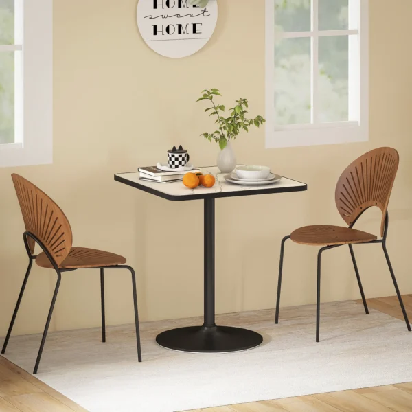 Eettafel, 70 X 70 Cm Vierkante Keukentafel Voor 4 Personen Met Marmerlook Voor Keuken Wit