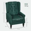 Elegante Oorfauteuil, Dik Gestoffeerd, Afneembare Hoes, 74 X 86 X 102 Cm, Donkergroen