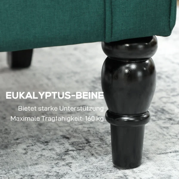 Elegante Oorfauteuil, Dik Gestoffeerd, Afneembare Hoes, 74 X 86 X 102 Cm, Donkergroen