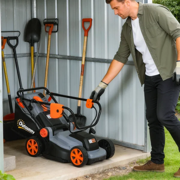 Elektrische Grasmaaier 1200 W Met 34 Cm Maaibreedte 35L Opvangbak Mulchfunctie 6 Maaihoogtes In Hoogte Verstelbare Handvatten