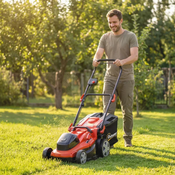 Elektrische Grasmaaier 800 W Met 40 Cm Snijbreedte 45L Opvangbak Accu indicator Overbelastingsbeveiliging 7 Maaihoogtes