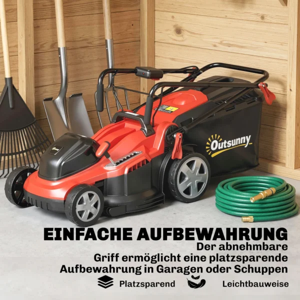 Elektrische Grasmaaier 800 W Met 40 Cm Snijbreedte 45L Opvangbak Accu indicator Overbelastingsbeveiliging 7 Maaihoogtes