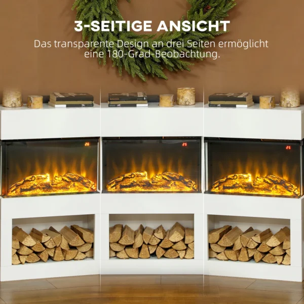 Elektrische Haard, 2 Verwarmingsstanden, 6 Vlamkleuren, Thermostaat, Afstandsbediening, Wit