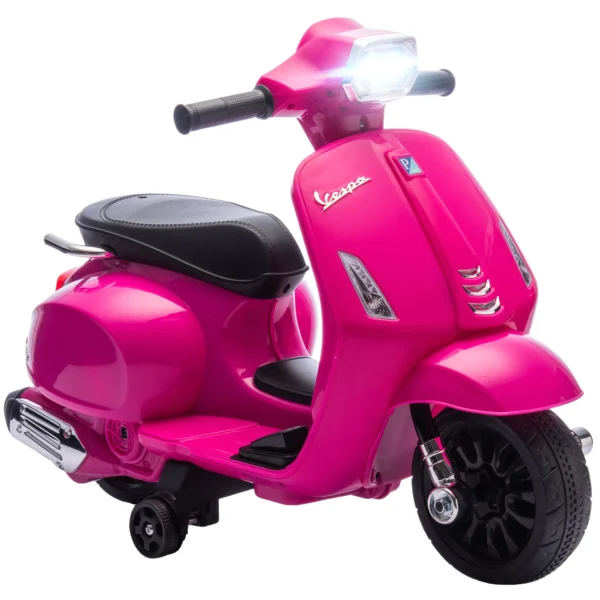 Elektrische Kinder Vespa 6V Elektromotorfiets Met Stabilisatiewielen, Koplamp, Claxon Voor 2 6 Jaar 71 X 37 X 52 Cm Roze