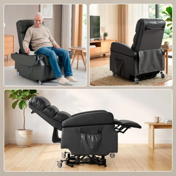 Elektrische Relaxstoel Met Opsta hulp, Afstandsbediening, Voetensteun, Ligfunctie, Donkergrijs