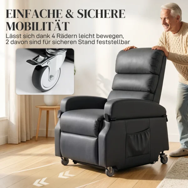 Elektrische Relaxstoel Met Opsta hulp, Afstandsbediening, Voetensteun, Ligfunctie, Donkergrijs
