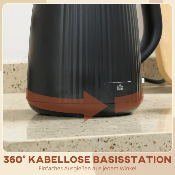 Elektrische Waterkoker, 1,7L, Snelkookfunctie, 2200W, Met Verwijderbare Kalkfilter, Automatische Uitschakeling, Zwart