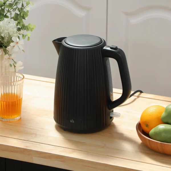 Elektrische Waterkoker, 1,7L, Snelkookfunctie, 2200W, Met Verwijderbare Kalkfilter, Automatische Uitschakeling, Zwart