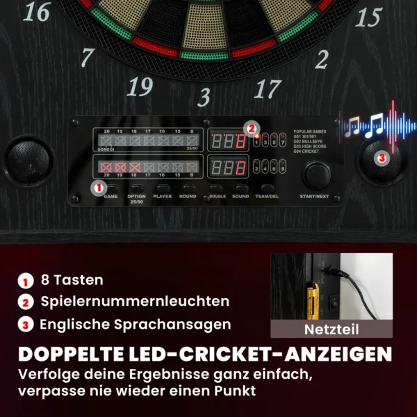 Elektronisch Dartbord E Dartboard Met Deuren Houtlook LED Display Spraakberichten 6 Dartpijlen, 24 Vervangende Punten