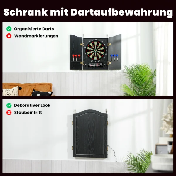 Elektronisch Dartbord E Dartboard Met Deuren Houtlook LED Display Spraakberichten 6 Dartpijlen, 24 Vervangende Punten