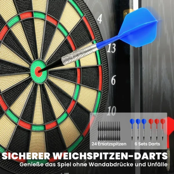Elektronisch Dartbord E Dartboard Met Deuren Houtlook LED Display Spraakberichten 6 Dartpijlen, 24 Vervangende Punten