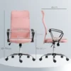 Ergonomische Bureaustoel, In Hoogte Verstelbare Draaistoel Met Kantelfunctie, Netbekleding, 63 X 65 X 109 119 Cm Roze