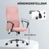 Ergonomische Bureaustoel, In Hoogte Verstelbare Draaistoel Met Kantelfunctie, Netbekleding, 63 X 65 X 109 119 Cm Roze