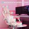 Ergonomische Gaming Stoel, Kunstleren Gamer Stoel Met Kattenoren, Lendensteun, Voetensteun, Hoofdsteun, Roze