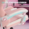Ergonomische Gaming Stoel, Kunstleren Gamer Stoel Met Kattenoren, Lendensteun, Voetensteun, Hoofdsteun, Roze