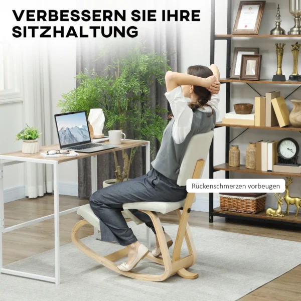 Ergonomische Kniestoel, Kniehocker Gezondheidsstoel Voor Thuis, Kantoor, Meditatie Crème